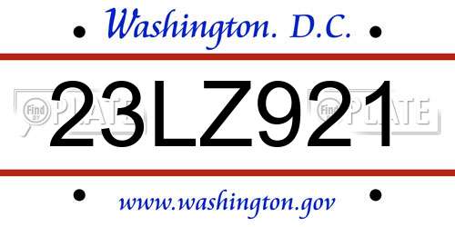 23LZ921 District Of Columbia License Plate