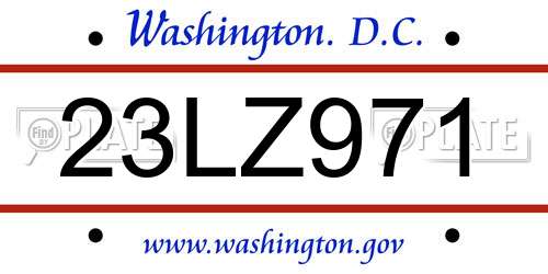 23LZ971 District Of Columbia License Plate