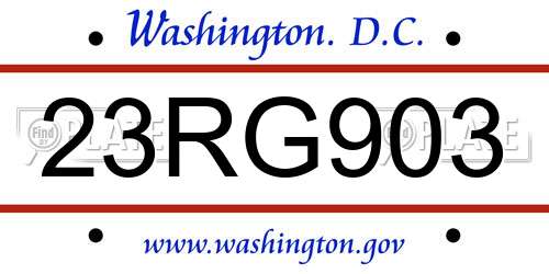 23RG903 District Of Columbia License Plate