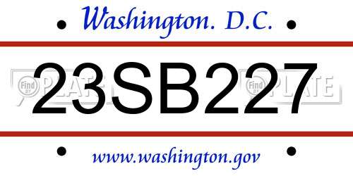 23SB227 District Of Columbia License Plate