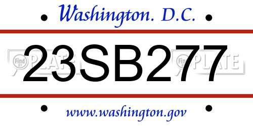 23SB277 District Of Columbia License Plate