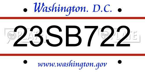 23SB722 District Of Columbia License Plate