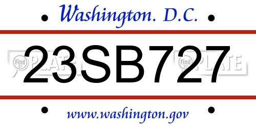 23SB727 District Of Columbia License Plate