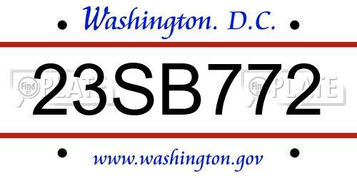 23SB772 District Of Columbia License Plate