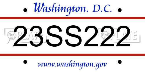 23SS222 District Of Columbia License Plate