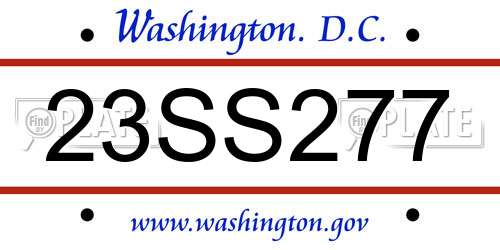 23SS277 District Of Columbia License Plate