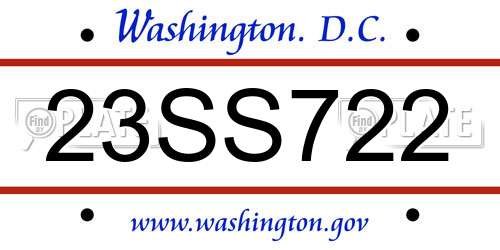 23SS722 District Of Columbia License Plate