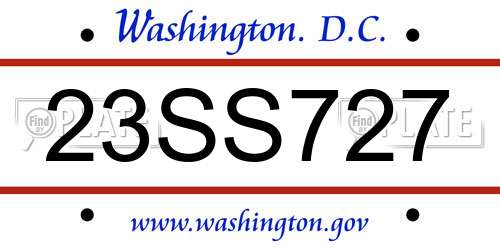 23SS727 District Of Columbia License Plate