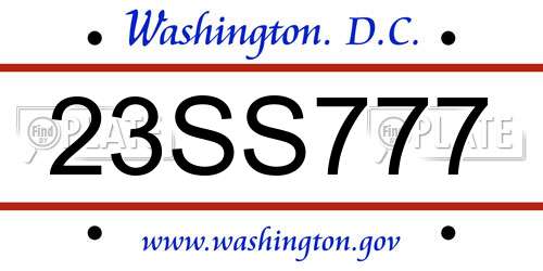 23SS777 District Of Columbia License Plate