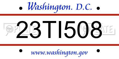 23TI508 District Of Columbia License Plate