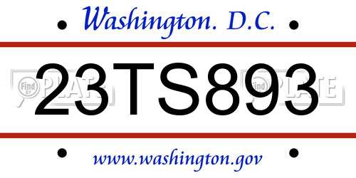23TS893 District Of Columbia License Plate