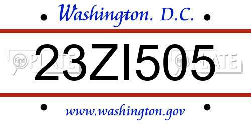 23ZI505 District Of Columbia License Plate