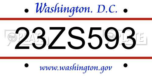 23ZS593 District Of Columbia License Plate
