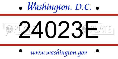 24023E District Of Columbia License Plate