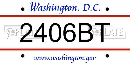 2406BT District Of Columbia License Plate