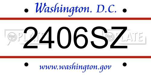 2406SZ District Of Columbia License Plate