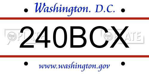 240BCX District Of Columbia License Plate