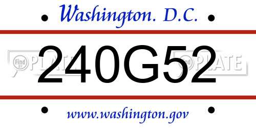 240G52 District Of Columbia License Plate