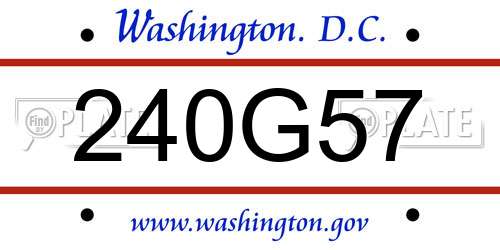 240G57 District Of Columbia License Plate