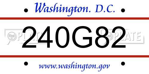 240G82 District Of Columbia License Plate
