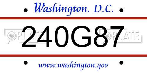 240G87 District Of Columbia License Plate