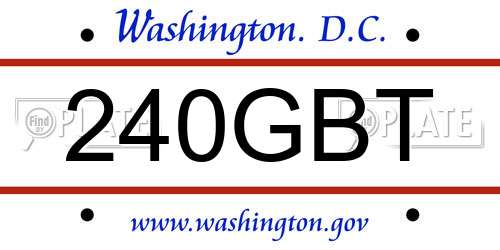240GBT District Of Columbia License Plate