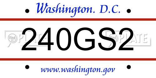 240GS2 District Of Columbia License Plate