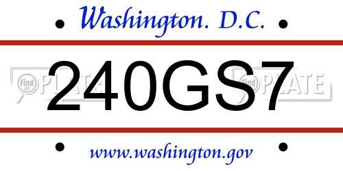 240GS7 District Of Columbia License Plate