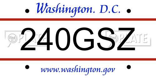 240GSZ District Of Columbia License Plate