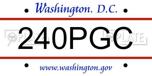240PGC District Of Columbia License Plate