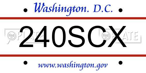 240SCX District Of Columbia License Plate