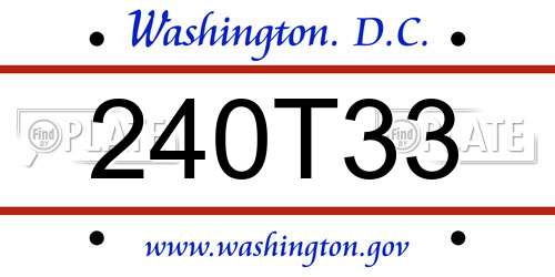 240T33 District Of Columbia License Plate