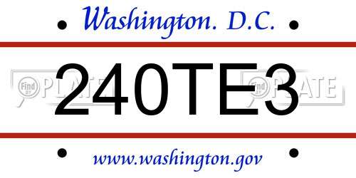 240TE3 District Of Columbia License Plate
