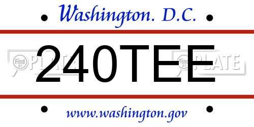 240TEE District Of Columbia License Plate