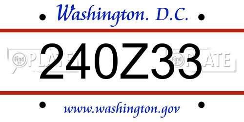 240Z33 District Of Columbia License Plate