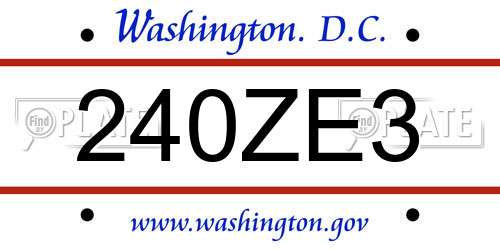 240ZE3 District Of Columbia License Plate