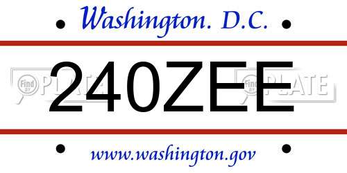 240ZEE District Of Columbia License Plate