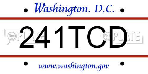 241TCD District Of Columbia License Plate