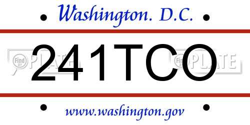 241TCO District Of Columbia License Plate