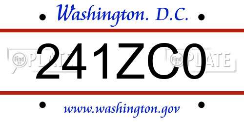 241ZC0 District Of Columbia License Plate