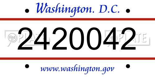 2420042 District Of Columbia License Plate