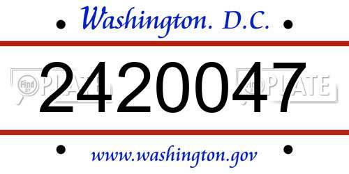 2420047 District Of Columbia License Plate