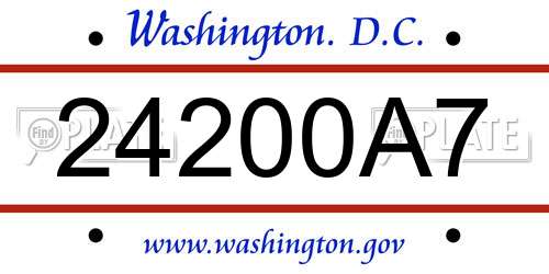 24200A7 District Of Columbia License Plate
