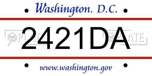 2421DA District Of Columbia License Plate