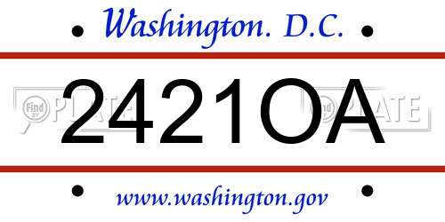 2421OA District Of Columbia License Plate