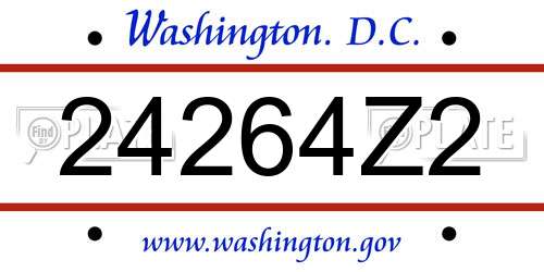 24264Z2 District Of Columbia License Plate