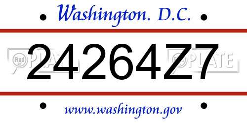 24264Z7 District Of Columbia License Plate