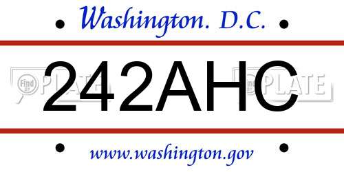 242AHC District Of Columbia License Plate