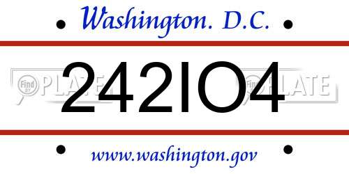242IO4 District Of Columbia License Plate