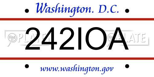 242IOA District Of Columbia License Plate